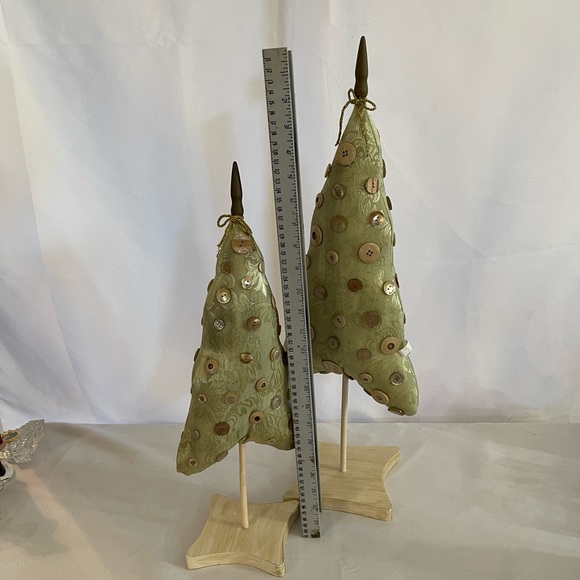 Stuffed Fabric Button Decorative Trees-set of 2 - Picture 15 of 15